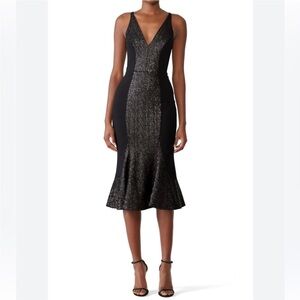 “DRESS THE POPULATION” Kyle Sequin Mermaid Trumpet Midi Dress